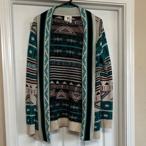 Pink Owl Teal and Black Patterned Cardigan